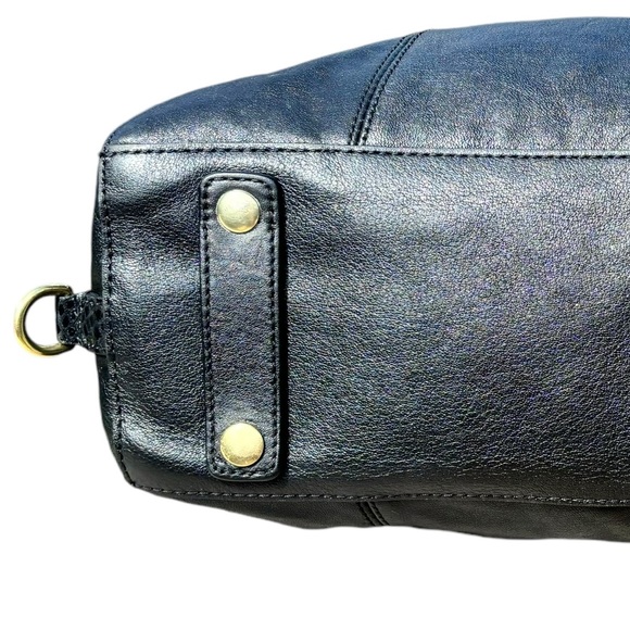 Coach Ashley 2Way Leather Handbag Satchel Tote-Black Sequined Snakeskin/Gold - Picture 9 of 15